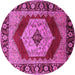 Round Machine Washable Persian Pink Traditional Rug, wshurb1203pnk