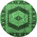 Round Persian Emerald Green Traditional Rug, urb1203emgrn