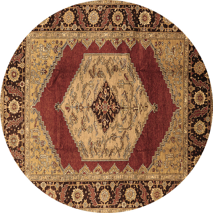 Round Persian Brown Traditional Rug, urb1203brn