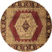 Round Persian Brown Traditional Rug, urb1203brn