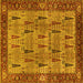 Square Machine Washable Oriental Yellow Industrial Rug, wshurb1204yw