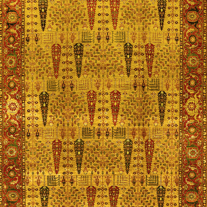 Machine Washable Oriental Yellow Industrial Rug, wshurb1204yw