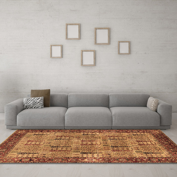 Machine Washable Oriental Brown Industrial Rug in a Living Room,, wshurb1204brn