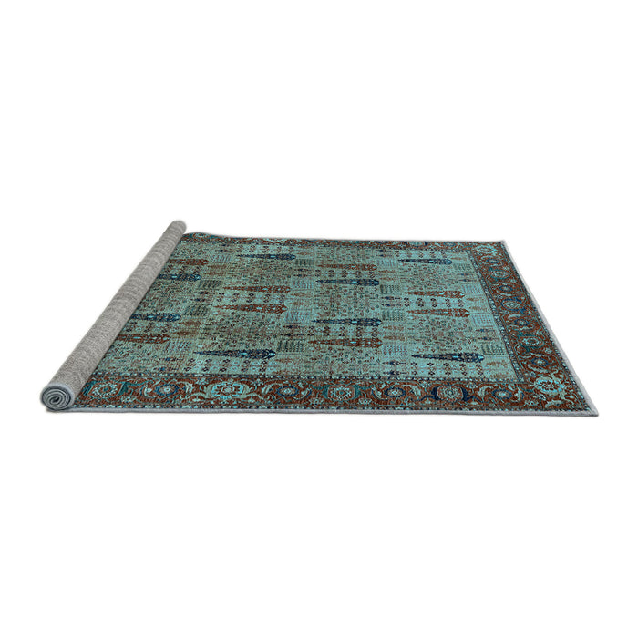 Sideview of Machine Washable Oriental Light Blue Industrial Rug, wshurb1204lblu