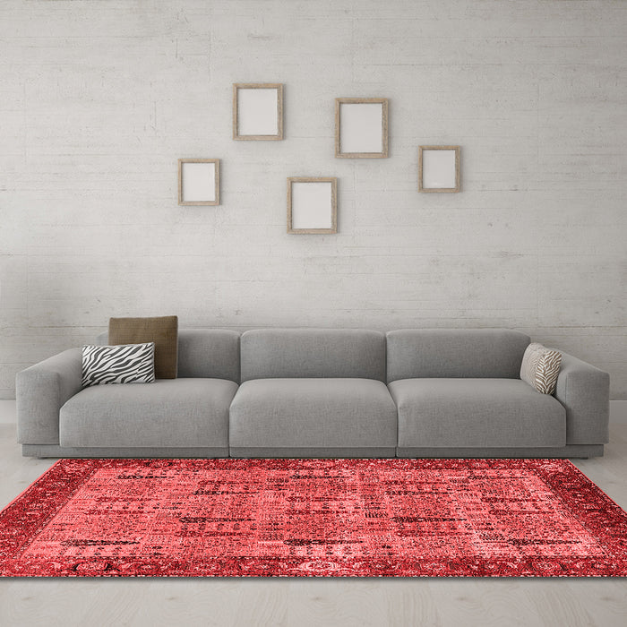 Industrial Red Washable Rugs