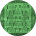 Round Machine Washable Oriental Emerald Green Industrial Area Rugs, wshurb1204emgrn