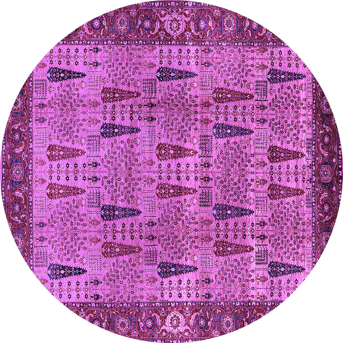 Round Oriental Purple Industrial Rug, urb1204pur