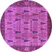 Round Oriental Purple Industrial Rug, urb1204pur