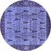 Round Oriental Blue Industrial Rug, urb1204blu