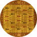 Round Oriental Yellow Industrial Rug, urb1204yw