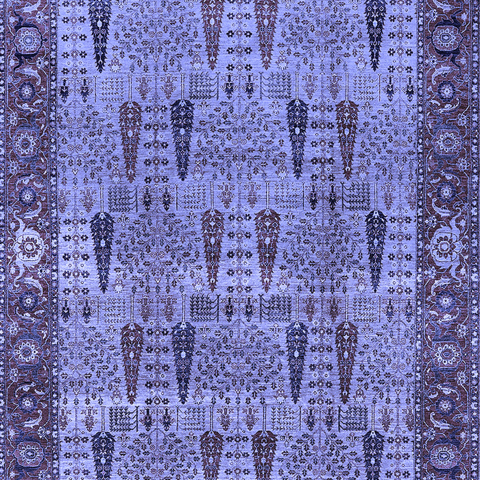 Machine Washable Oriental Blue Industrial Rug, wshurb1204blu
