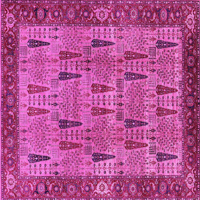 Square Machine Washable Oriental Pink Industrial Rug, wshurb1204pnk
