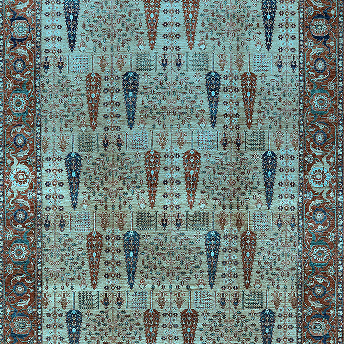 Machine Washable Oriental Light Blue Industrial Rug, wshurb1204lblu