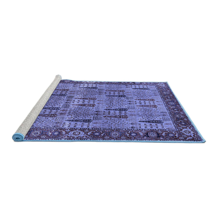 Sideview of Machine Washable Oriental Blue Industrial Rug, wshurb1204blu