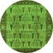 Round Oriental Green Industrial Rug, urb1204grn