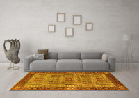 Machine Washable Oriental Yellow Industrial Rug, wshurb1204yw