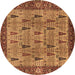 Round Oriental Brown Industrial Rug, urb1204brn