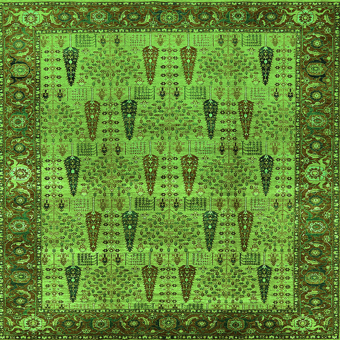 Square Machine Washable Oriental Green Industrial Area Rugs, wshurb1204grn