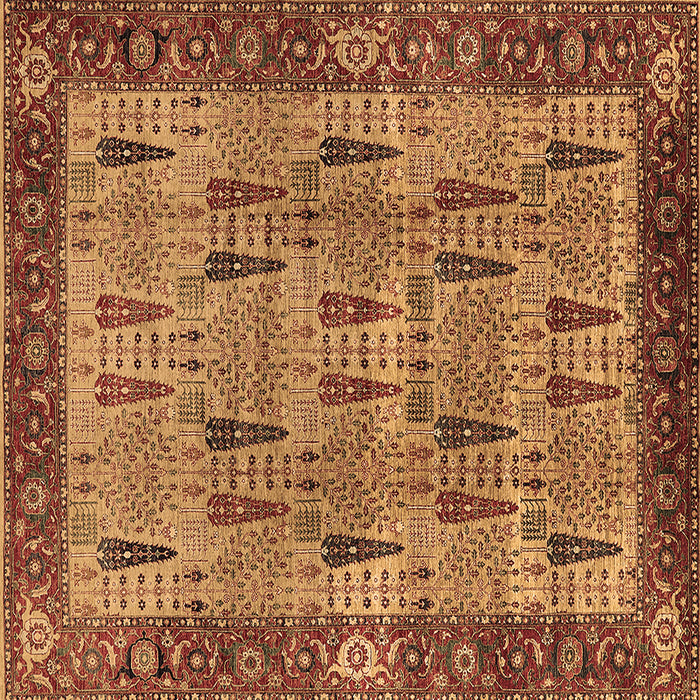 Square Machine Washable Oriental Brown Industrial Rug, wshurb1204brn