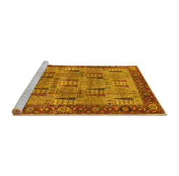 Sideview of Machine Washable Oriental Yellow Industrial Rug, wshurb1204yw