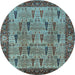 Round Oriental Light Blue Industrial Rug, urb1204lblu