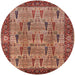 Round Mid-Century Modern Red Oriental Rug, urb1204