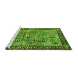 Sideview of Machine Washable Oriental Green Industrial Area Rugs, wshurb1204grn