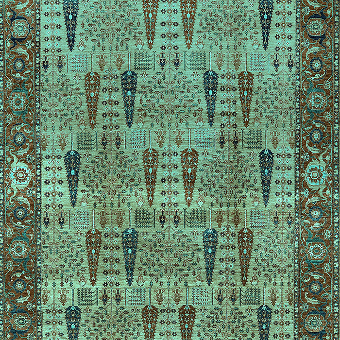 Machine Washable Oriental Turquoise Industrial Area Rugs, wshurb1204turq