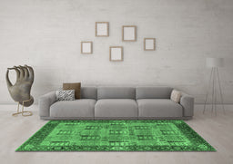 Machine Washable Oriental Emerald Green Industrial Area Rugs in a Living Room,, wshurb1204emgrn