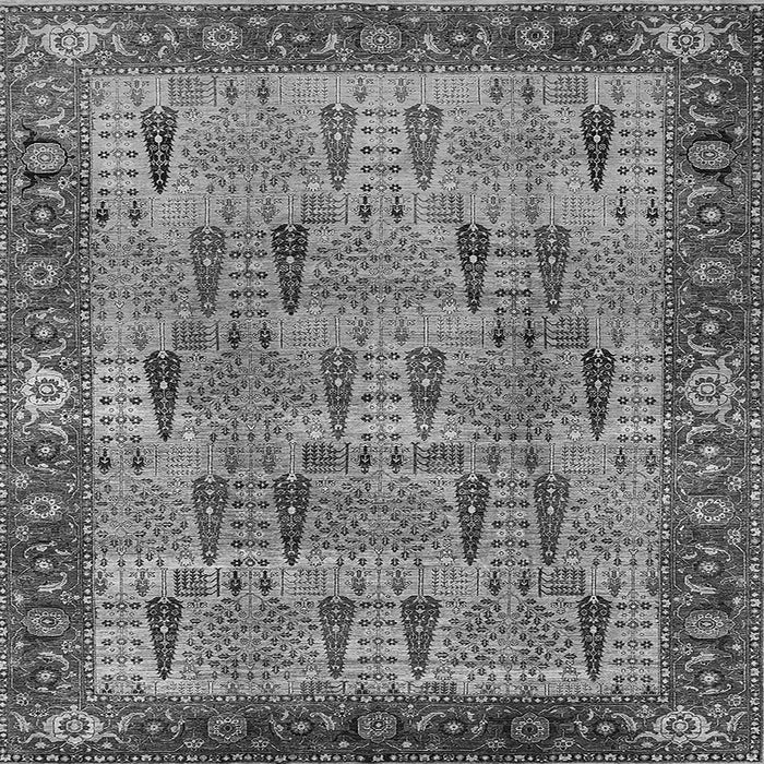 Square Machine Washable Oriental Gray Industrial Rug, wshurb1204gry