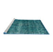 Sideview of Machine Washable Industrial Modern Teal Green Rug, wshurb1205