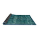 Sideview of Mid-Century Modern Teal Green Oriental Rug, urb1205