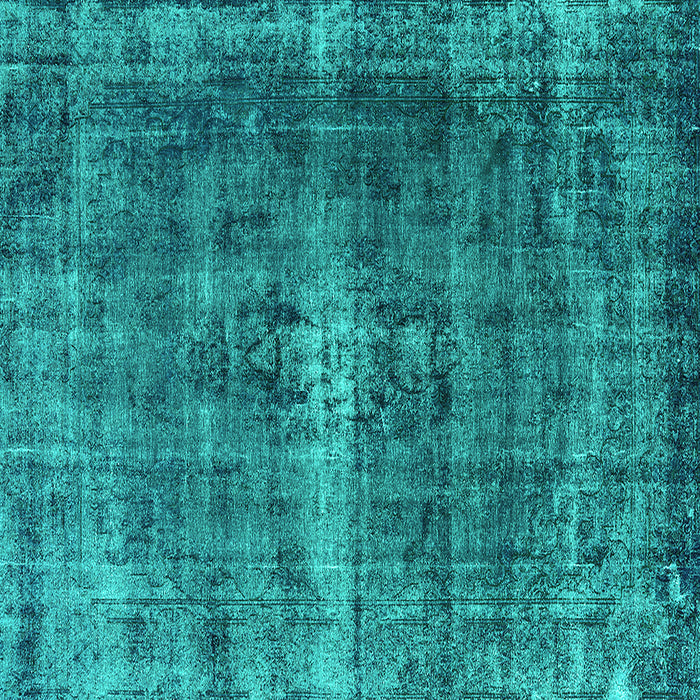 Square Machine Washable Oriental Turquoise Industrial Area Rugs, wshurb1205turq