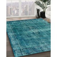 Mid-Century Modern Teal Green Oriental Rug, urb1205