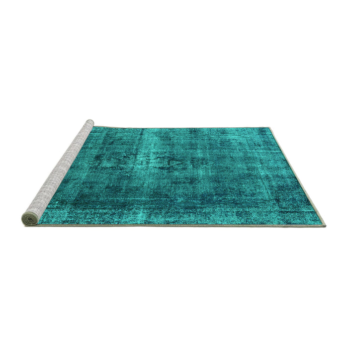 Sideview of Machine Washable Oriental Turquoise Industrial Area Rugs, wshurb1205turq