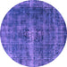 Round Machine Washable Oriental Purple Industrial Area Rugs, wshurb1205pur