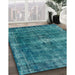 Machine Washable Industrial Modern Teal Green Rug in a Family Room, wshurb1205