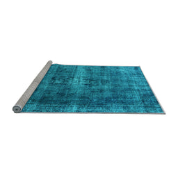 Sideview of Machine Washable Oriental Light Blue Industrial Rug, wshurb1205lblu