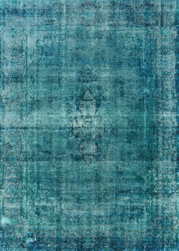 Mid-Century Modern Teal Green Oriental Rug, urb1205