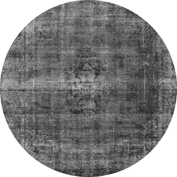 Round Machine Washable Oriental Gray Industrial Rug, wshurb1205gry