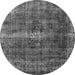 Round Machine Washable Oriental Gray Industrial Rug, wshurb1205gry