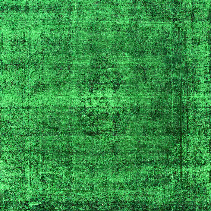 Square Oriental Green Industrial Rug, urb1205grn