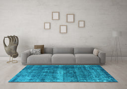 Machine Washable Oriental Light Blue Industrial Rug in a Living Room, wshurb1205lblu