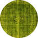 Round Oriental Yellow Industrial Rug, urb1205yw