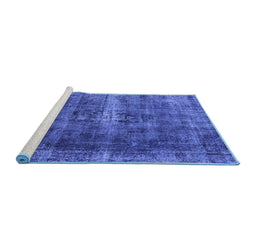 Sideview of Machine Washable Oriental Blue Industrial Rug, wshurb1205blu
