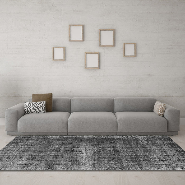 Machine Washable Oriental Gray Industrial Rug in a Living Room,, wshurb1205gry