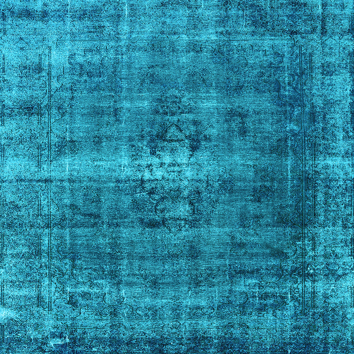 Square Machine Washable Oriental Light Blue Industrial Rug, wshurb1205lblu