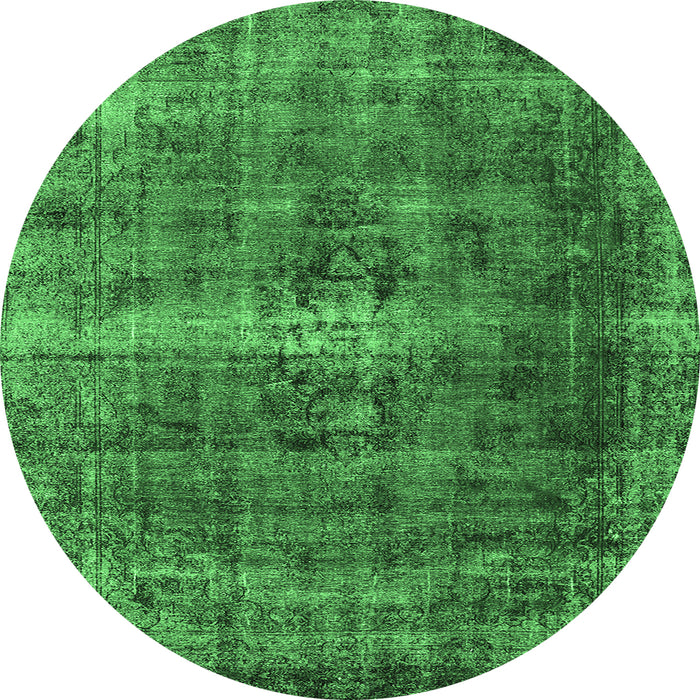 Round Oriental Emerald Green Industrial Rug, urb1205emgrn