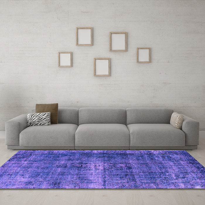 Machine Washable Oriental Purple Industrial Area Rugs in a Living Room, wshurb1205pur