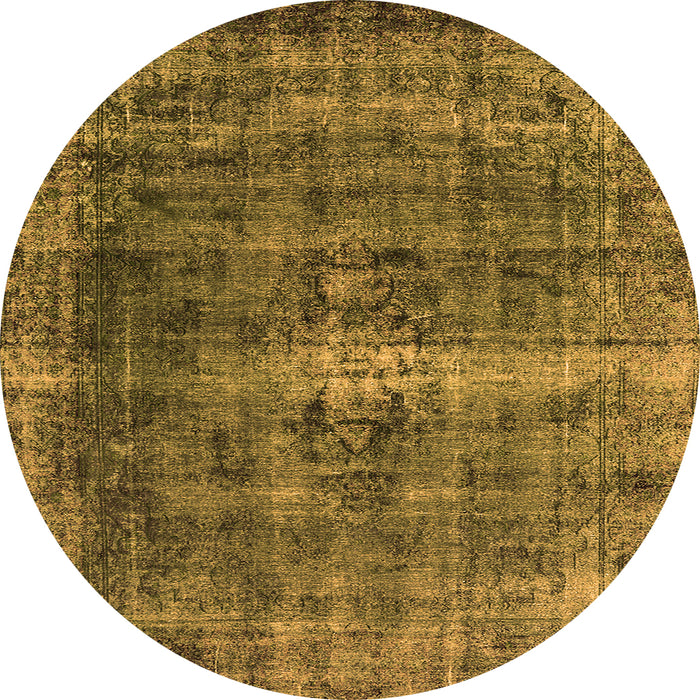 Round Machine Washable Oriental Orange Industrial Area Rugs, wshurb1205org